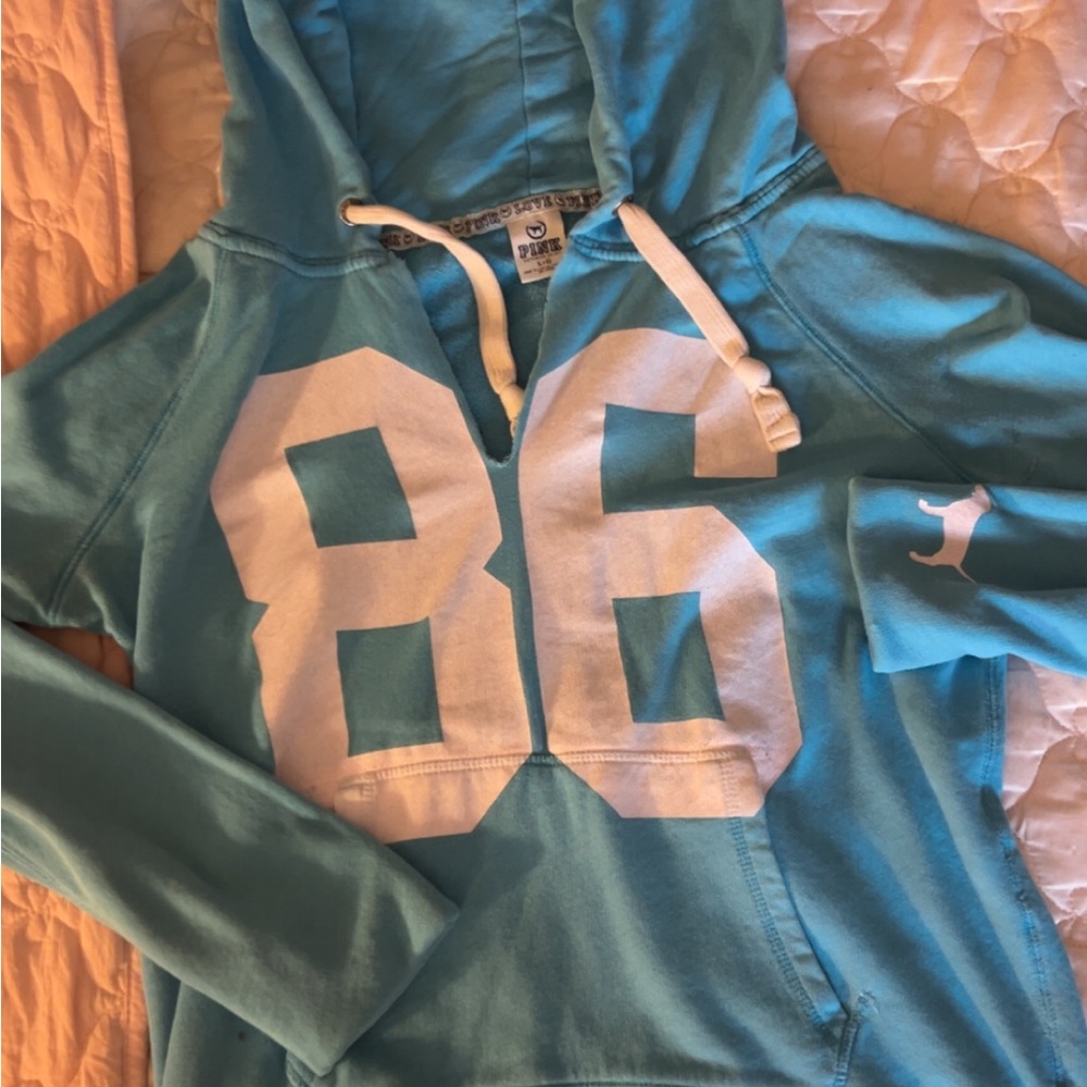 PINK Victoria's Secret Blue Hoodie Sweater